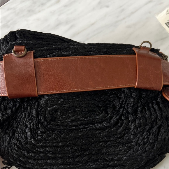 Anthropologie JULES Black and Cream Beaded Belted Bag Purse - Picture 6 of 9